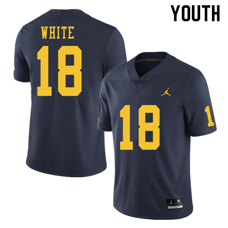 Youth #18 Brendan White Michigan Wolverines College Football Jerseys Sale-Navy